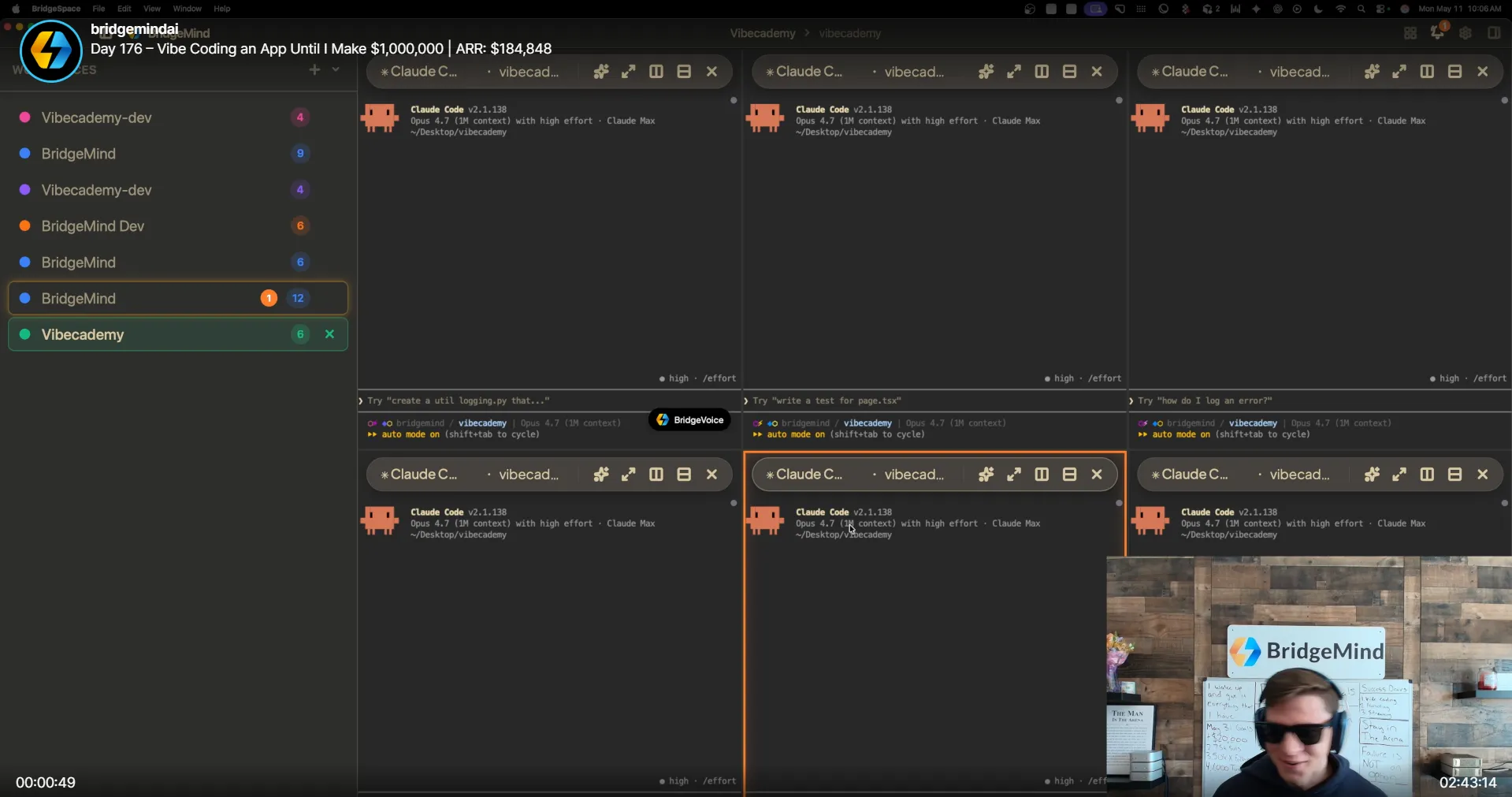 Twitch BridgeMind Live Screenshot