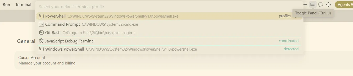 Cursor default profile