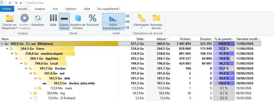 Docker data vhdx file in wsl disk directory